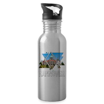 Hanovre Allemagne Ville Skyline Home Love - Gourde avec paille intégrée - argent clair - Droite