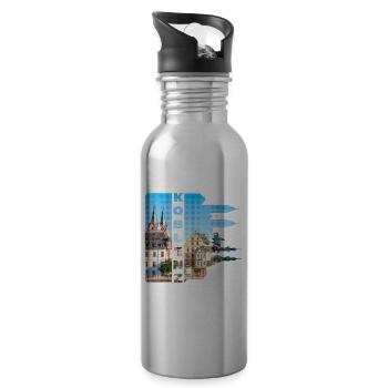 Koblenz Germany City Skyline Home Love - Water bottle with straw - silver - Right