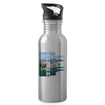 Koblenz Germany City Skyline Home Love - Water bottle with straw - silver - Right