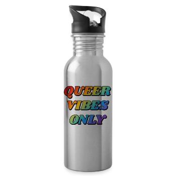 Queer Vibes Seulement les couleurs arc-en-ciel - Gourde avec paille intégrée - argent clair - Droite
