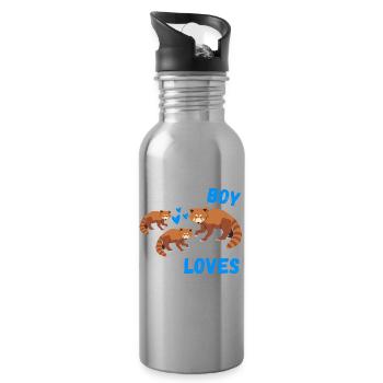 Chinesisches Tier Jungen Geschenk Roter Panda - Trinkflasche mit integriertem Trinkhalm - Lightsilver - Rechts