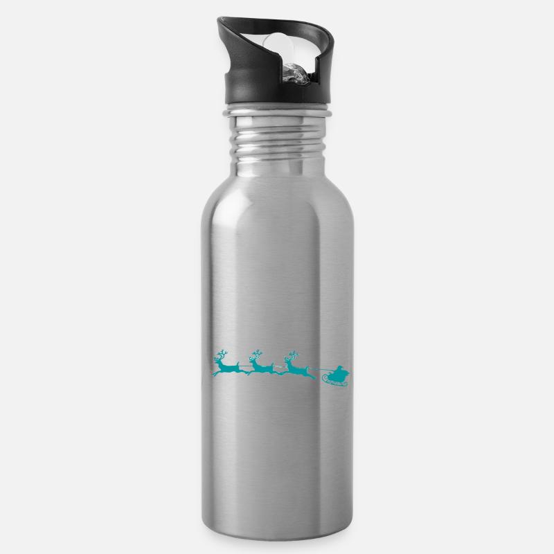 Weihnachten - Trinkflasche mit integriertem Trinkhalm - Lightsilver