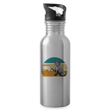 Schnauzer dog breed | Dog Dog Friend Gifts - Water bottle with straw - silver - Right