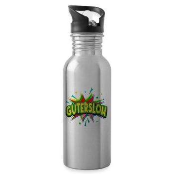 Gütersloh Germany City Pop Art Comic Art - Water bottle with straw - silver - Right