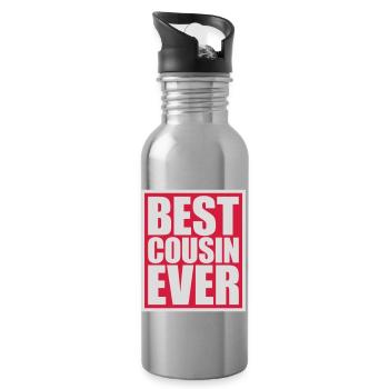 best cousin ever Zitat - Trinkflasche mit integriertem Trinkhalm - Lightsilver - Rechts