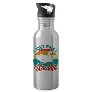 Propriétaire de canard Canard Mère Canard Amoureux Canard - Gourde avec paille intégrée - argent clair - Droite