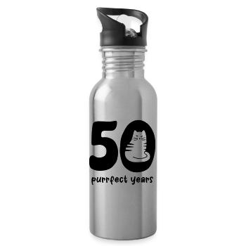 50 purrfect years - Joyeux anniversaire - Gourde avec paille intégrée - argent clair - Droite
