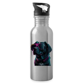 LUSTIGES HUNDE DESIGN I HUNDELIEBHABER - Trinkflasche mit integriertem Trinkhalm - Lightsilver - Rechts