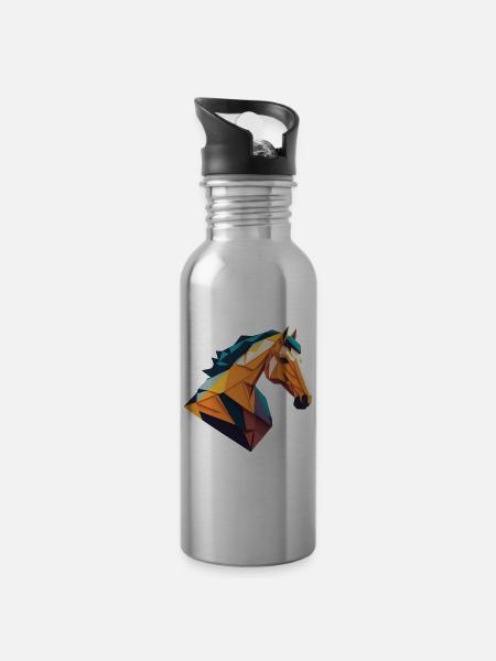 Origami Pferd - Trinkflasche mit integriertem Trinkhalm - Lightsilver