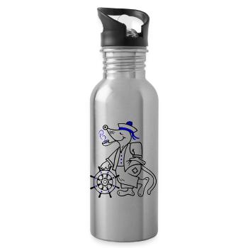 Matrose, maritim - Trinkflasche mit integriertem Trinkhalm - Lightsilver - Rechts