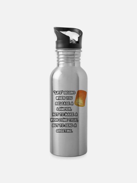 “Life” begins when... - Water bottle with straw - silver