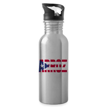 Puerto Rico Flagge | Puerto Ricaner Geschenkideen - Trinkflasche mit integriertem Trinkhalm - Lightsilver - Rechts