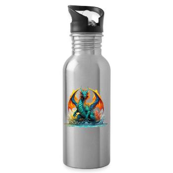 Dragon, Fantasy, Magic, Mysticism, Creature, Fable, Animal - Water bottle with straw - silver - Right