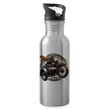 Auf zu neuen Abenteuern - Trinkflasche mit integriertem Trinkhalm - Lightsilver - Rechts