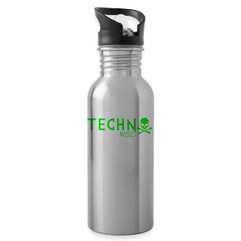 techno music - Water bottle with straw - silver - Right