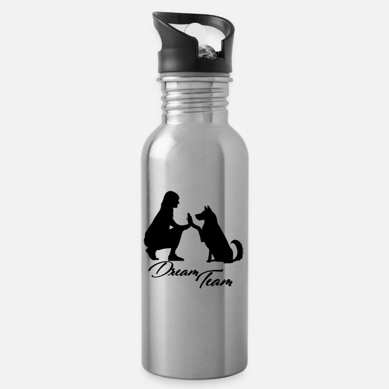 Chien de l’équipe de rêve - Gourde avec paille intégrée - argent clair