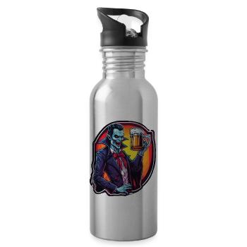 Vampire / Dracula / Bloodsucker / Halloween / Myth - Water bottle with straw - silver - Right