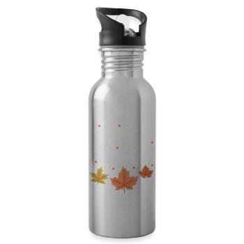 Leaf Peeper Peeping Autumn Fall Season Leaves - Water bottle with straw - silver - Right