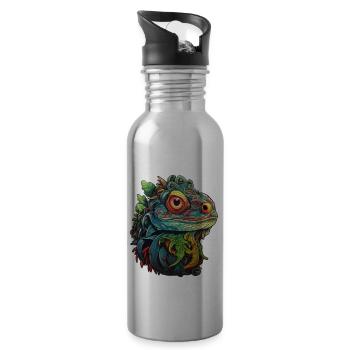 Tête de lézard dans la jungle - Gourde avec paille intégrée - argent clair - Droite