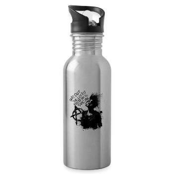 "Spit Out The Lies" - Anarchist Punk Manifesto Tee - Water bottle with straw - silver - Right