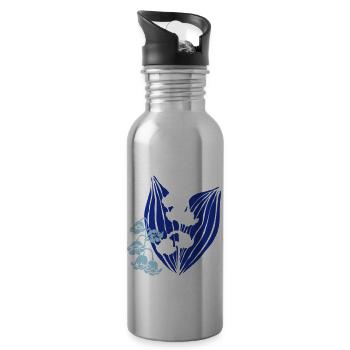 Floral ornament - Water bottle with straw - silver - Right