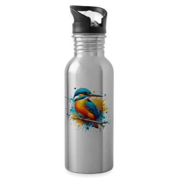 Eisvogel - Trinkflasche mit integriertem Trinkhalm - Lightsilver - Rechts