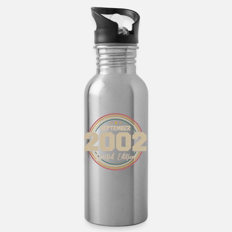 September 2002 Geburtstagsgeschenk 2002 - Trinkflasche mit integriertem Trinkhalm - Lightsilver