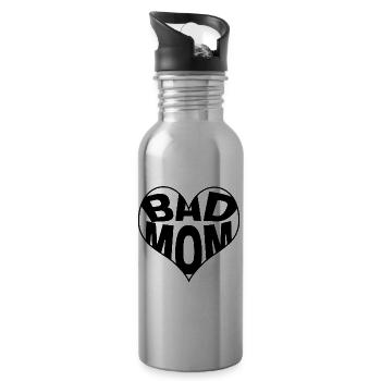 Bad Moms Heart Logo - Water bottle with straw - silver - Right