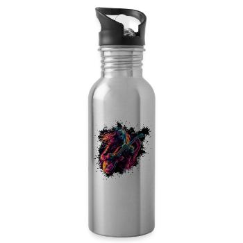 Gitarrist E-Gitarre Rock Punk Metal Splash Neon - Trinkflasche mit integriertem Trinkhalm - Lightsilver - Rechts