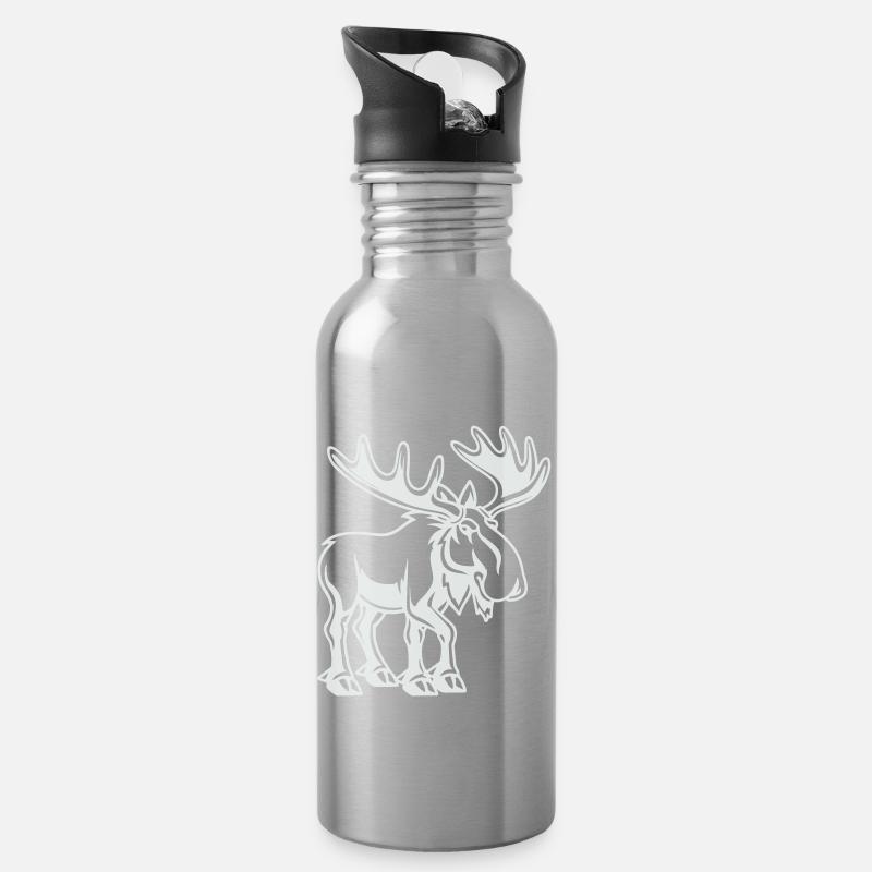 elch - Trinkflasche mit integriertem Trinkhalm - Lightsilver
