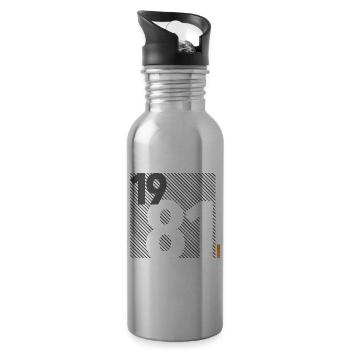 Fabriqué en 1981 Rétro moderniste Design Cadeau d’anniversaire - Gourde avec paille intégrée - argent clair - Droite