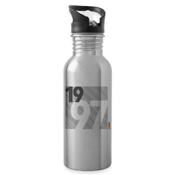 Made in 1997 Retro Modernist Design Birthday Gift - Water bottle with straw - silver - Right