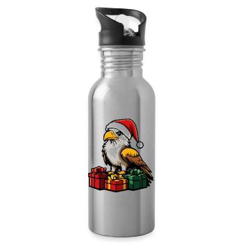 Cadeaux de Noël Eagle - Gourde avec paille intégrée - argent clair - Droite