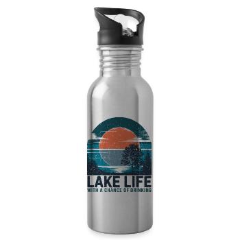 Pure relaxation by the lake - Water bottle with straw - silver - Right
