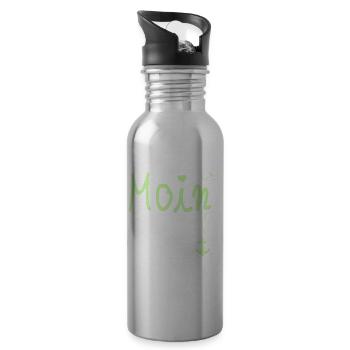 Moin Begrüßung Moin mit Möwe - Trinkflasche mit integriertem Trinkhalm - Lightsilver - Rechts