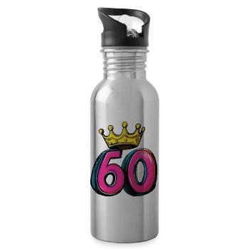 60 Number Crown - Water bottle with straw - silver - Right