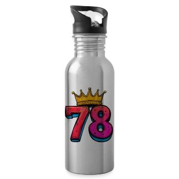 78 Nombre Couronne - Gourde avec paille intégrée - argent clair - Droite