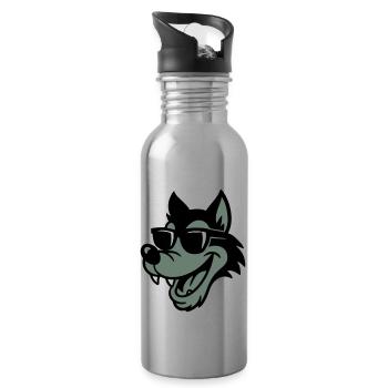 Wolf Comic - Trinkflasche mit integriertem Trinkhalm - Lightsilver - Rechts
