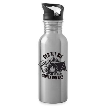 Abenteuer Camping mit Bier und Lagerfeuer - Trinkflasche mit integriertem Trinkhalm - Lightsilver - Rechts