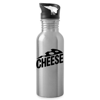 Cheese -Cool Food Logo - Water bottle with straw - silver - Right