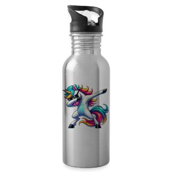 Dab Unicorn Dabbing Unicorns Unicorn Girl - Water bottle with straw - silver - Right