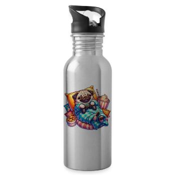 Entspannter Gaming Mops mit Snacks - Trinkflasche mit integriertem Trinkhalm - Lightsilver - Rechts