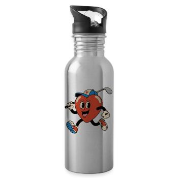 Herz Golf Cartoon - Trinkflasche mit integriertem Trinkhalm - Lightsilver - Rechts