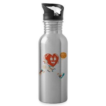 Basketball Herz Mascot Sprint - Trinkflasche mit integriertem Trinkhalm - Lightsilver - Rechts