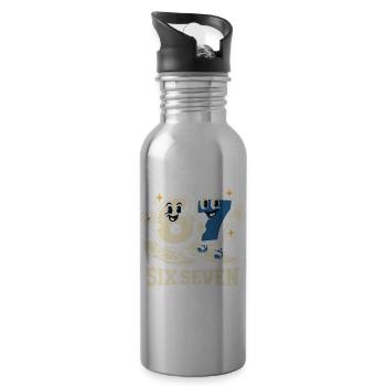 67 Six Seven Snowboard Wintersport Geschenk - Trinkflasche mit integriertem Trinkhalm - Lightsilver - Rechts