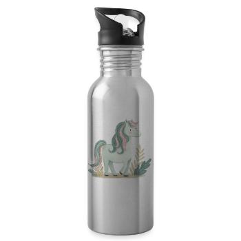 Cute Pony Horse - Water bottle with straw - silver - Right