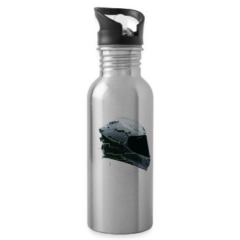 Cyber Moto Helmet Glitch Racing Future Gamer - Water bottle with straw - silver - Right