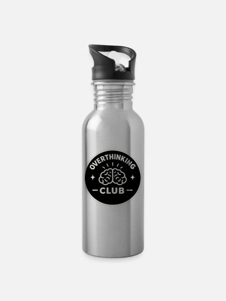 Overthinking Club - Trinkflasche mit integriertem Trinkhalm - Lightsilver
