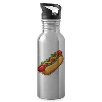 Hotdog Love - Water bottle with straw - silver - Right