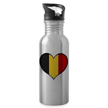 Drapeau du cœur de la Belgique - Gourde avec paille intégrée - argent clair - Droite